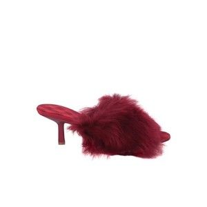 Burberry Red Fur Sandals - NWT